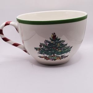 SPODE Holiday Christmas Tree Large Coffee Cup Peppermint Stripe Handle